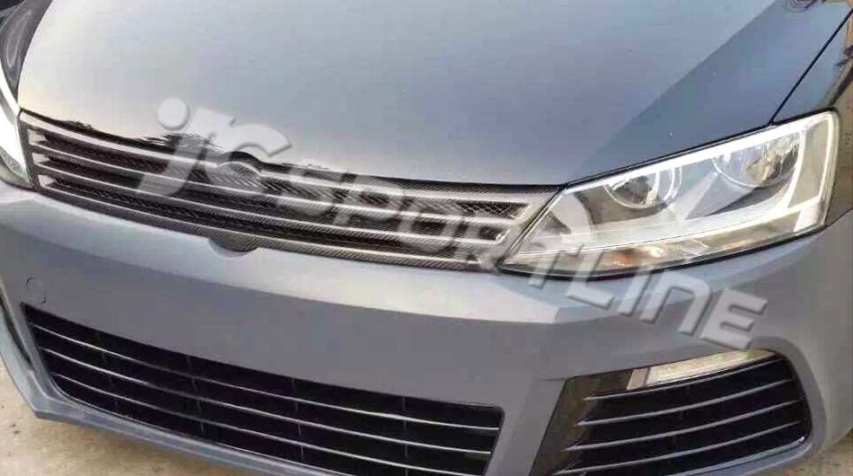 Carbon Fiber Front Upper Center Hood Grille Grill For Vw